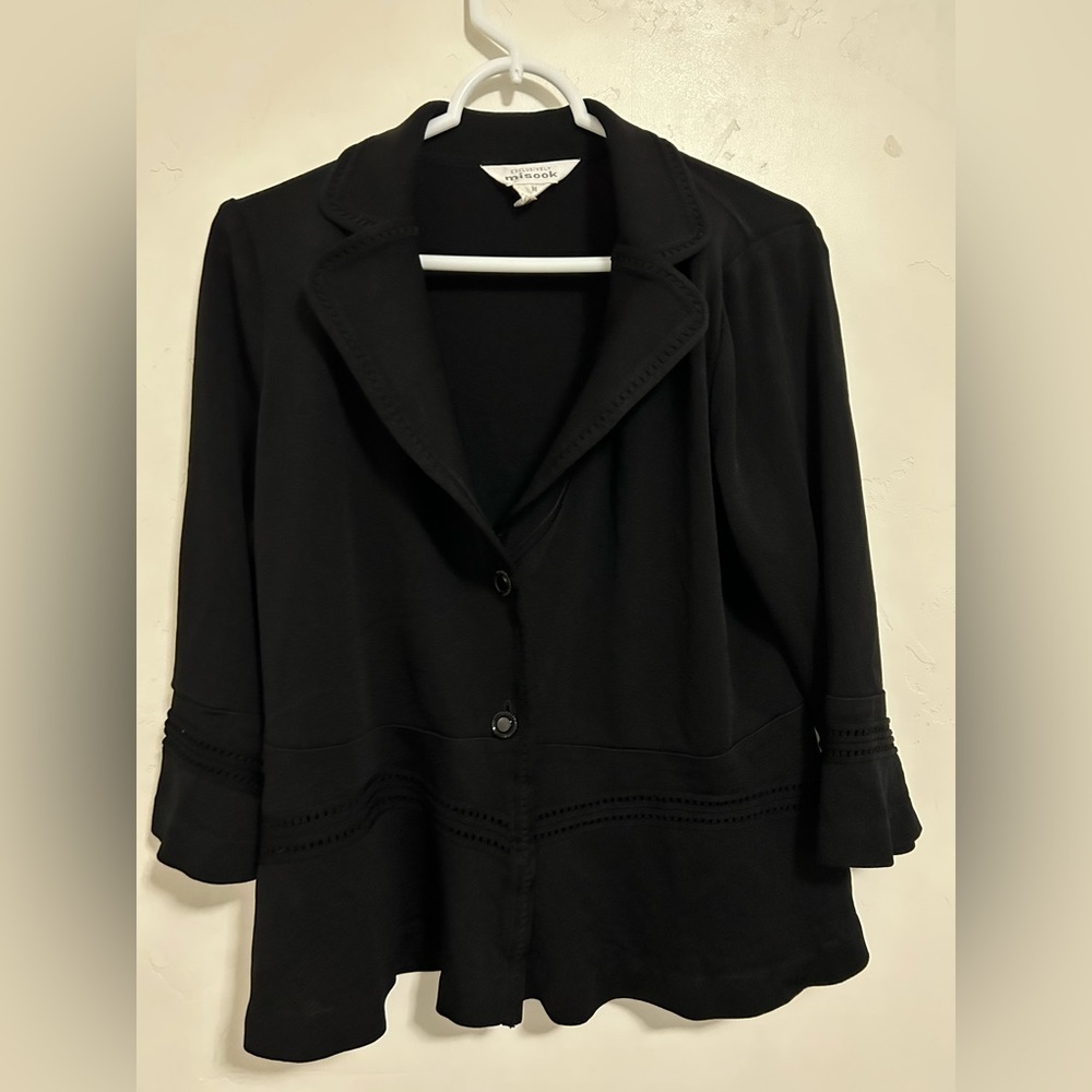 Exclusively Misook Black Knit Cutout Detail Blazer Jacket Medium